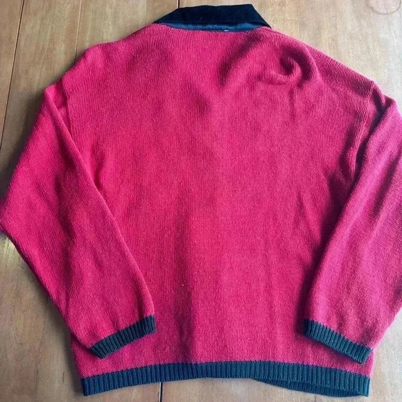 VTG Norton Mcnaughton Christmas Sweater Red Cardigan Gold Accents Women’s Med - Picture 7 of 8